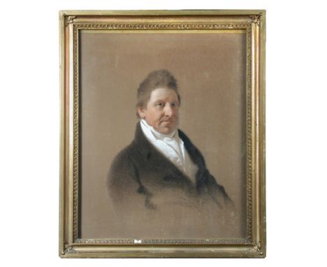 Roderick G Coslett, RA (British, 1781-1839) Portrait of a gentleman in a white stock and black coat signed in pencil pastel 4