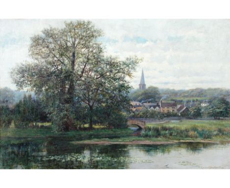 Robert Ward van Boskerck (American, 1855-1932) Haddon Meadows and Bakewell Church, Derbyshire signed lower right "R W van Bos