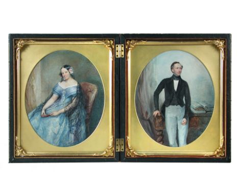 English School (circa 1850) Double portrait of Christopher Giles-Puller and his wife, Emily, of Youngsbury House, Hertfordshi