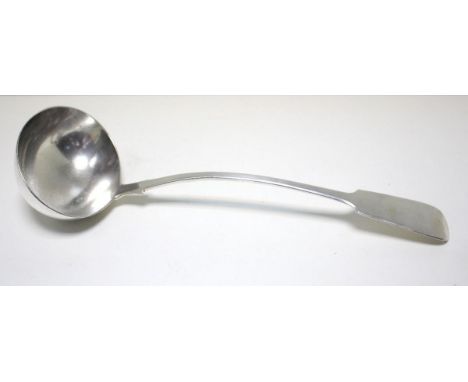 A Victorian silver fiddle pattern soup ladle, by Henry John Lias & James Wakely, London 1883, uninscribed, 33cm, 8.03oz  In g