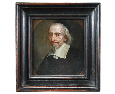 Dutch School (18th Century) Portrait of a cleric in a painted feigned oval oil on copper 17 x 16cm (7 x 6in) 