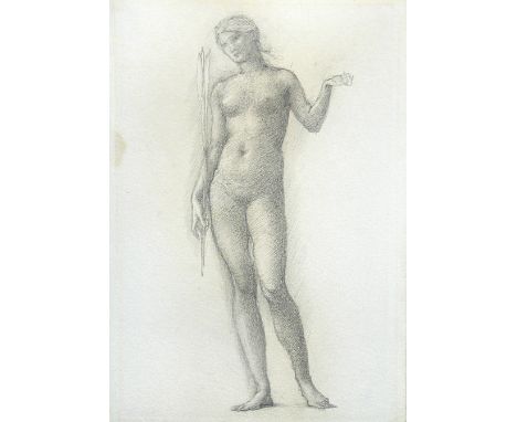 Sir Edward Coley Burne-Jones, RA (British, 1833-1898) Female Nude standing holding a lily - A Study for Love and Beauty - Rom