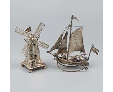 Consisting of a swinging boat and a windmill. The Netherlands, 20th century, hallmarks: various hallmarks - light signs of we