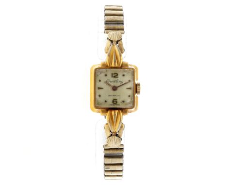 Case: gold plated (18K.) - strap: steel - manual winding - condition: decent, movement in working order - case size: 19x22 mm