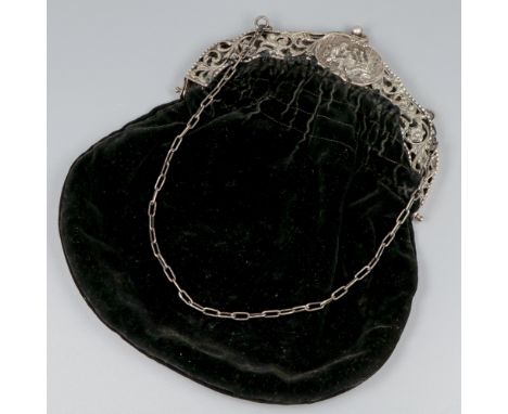 Moulded openwork frame with representation in a tavern. With carrying chain and black pouch. The Netherlands, Schoonhoven, A.