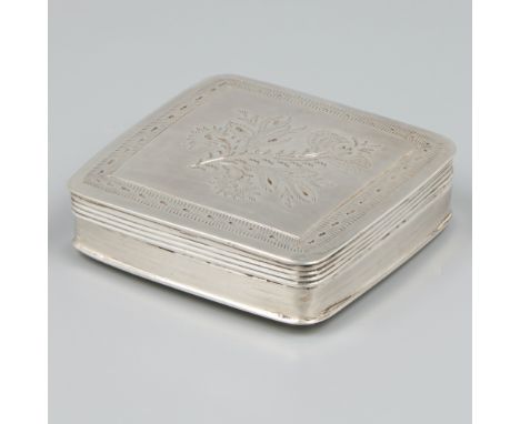 Fine square model with engraved decoration. Netherlands, Schoonhoven, Pieter Kuijlenburg, 1841, hallmarks: lion, Minerva, mak