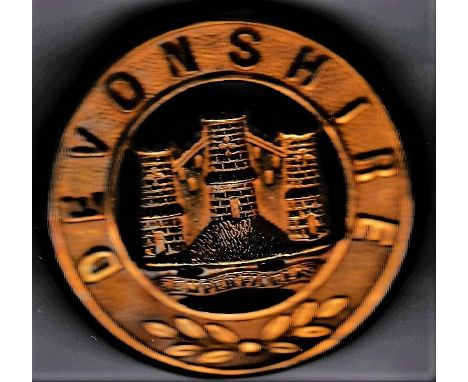 Devonshire Regiment Victorian Officers Helmet Plate Centre 1902-1914 with QVC Crown K&amp;K:288, crown has been attached (Gil