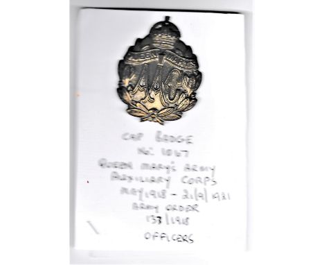 Queen Mary's Army Auxiliary Corps Women's Services Officers Cap Badge (Gilding-metal), slider