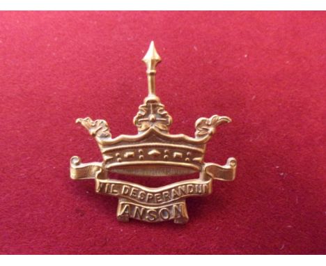 Anson Battalion Royal Naval Division WWI Cap Badge (Gilding-metal), two lugs. K&amp;K: 1166