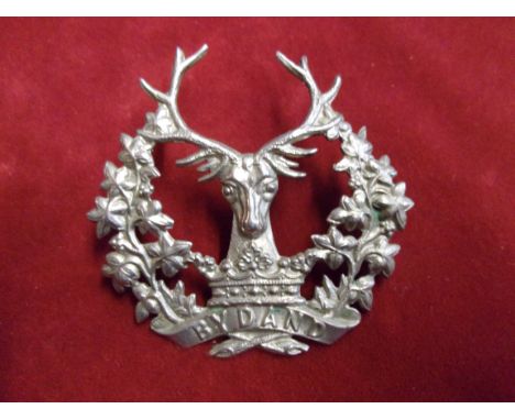The Gordon Highlanders Cap Badge (White-metal), two lugs. K&amp;K: 687
