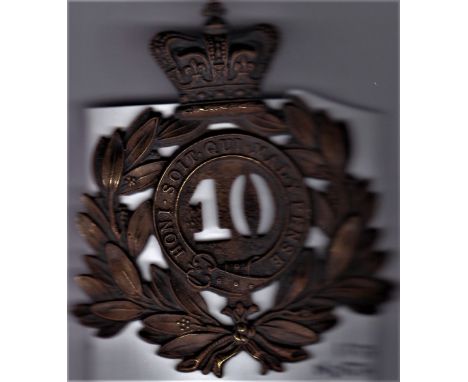 10th Regiment of Foot (North Lincolnshire Regt - later The Lincolnshire Regt) Shako Plate 1869-1878,  variant not listed in K