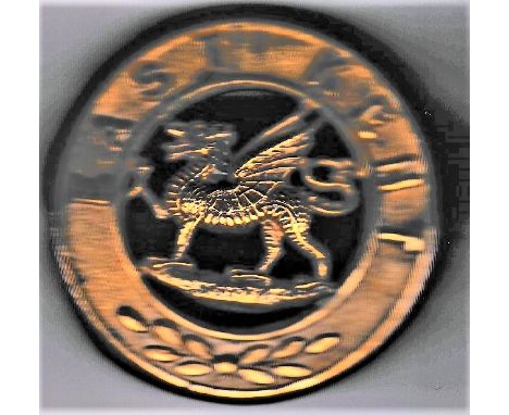 East Kent Regiment  Other Ranks Helmet Plate Centre 1902-1914 (Gilding-metal construction) K&amp;K: 361.  Four lugs.-The Buff