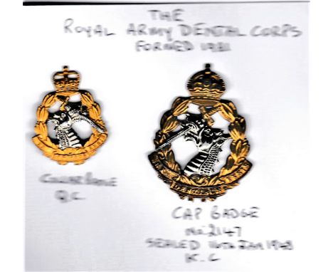 Royal Army Dental Corps Cap Badge (Bi-metal), slider. K&amp;K: 2147 with EIIR Collar Badge. 