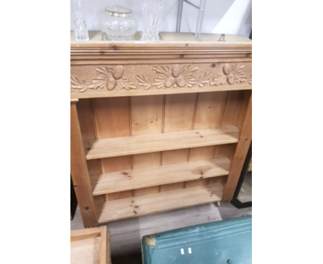 A CARVED PINE KITCHEN SHELF