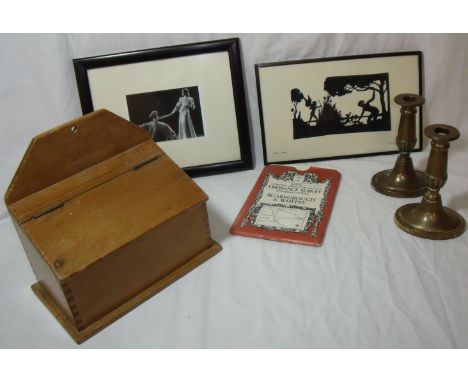 Pine wall hanging box with lift up lid and two sectional interior, 'Reprint Of The First Edition Of The 1 Inch Ordinance Surv