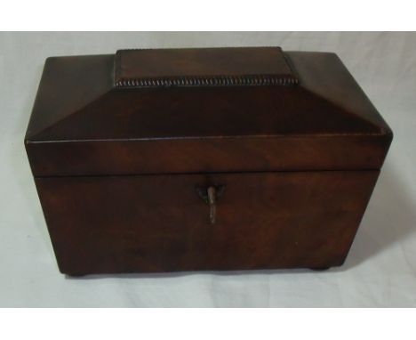 19th C rosewood sacophagus tea caddy on bun feet