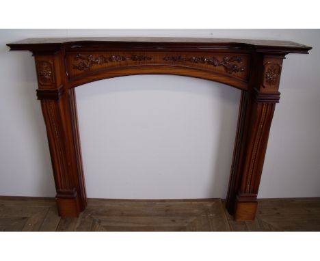 Oak fire surround with carved detail (width 136cm)