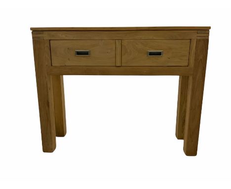 Hardwood console table, fitted with two drawersDimensions: Height:&nbsp;79cm&nbsp; Length/Width:&nbsp;100cm&nbsp; Depth/Diame