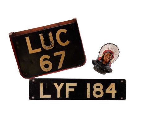 A Guy Motors Ltd 'Feathers in our Cap' native American radiator cap, painted in polychrome enamels, 15.5 cm high, together wi