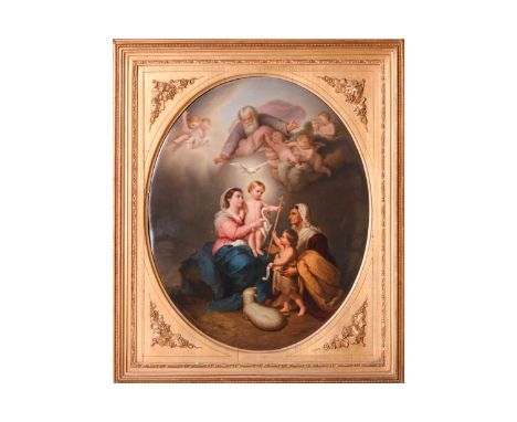 A large KPM Berlin oval porcelain plaque, after Bartolomé Esteban Murillo (1617-1682) Spanish, 'The Holy Family' ('The Sevill