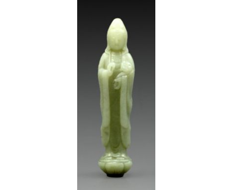 A 19th century two-sided Chinese jade figurine of Guanyin. Height: 7.5 cm. 