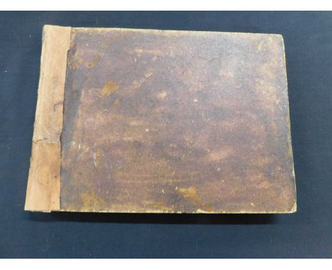 Old album containing assorted Victorian and later prints, drawings, watercolours etc