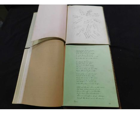 2 Victorian albums with drawings, prints, jottings, photographs etc, many blank pages, 4to, blind stamped, calf gilt, very wo