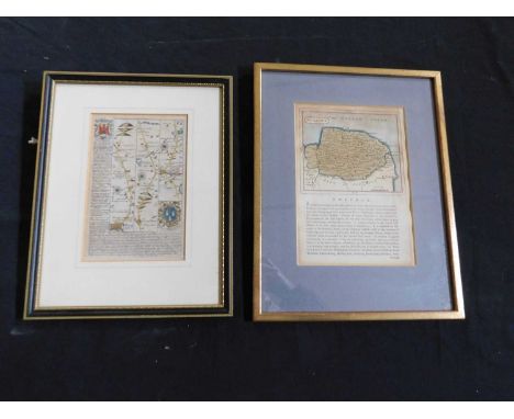 JOHN SELLER: NORFOLK, engraved hand coloured map circa 1777, text below, the map approx 110 x 135 mm, framed and glazed plus 