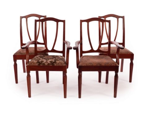 Peter Evans (died 2007), two oak armchairs and two matching single chairs, each carved with initials and date P1988E, with de