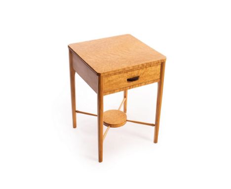 Peter Evans (died 2007), a birds eye maple small table fitted a single drawer to the front with Macassar handle, the octagona