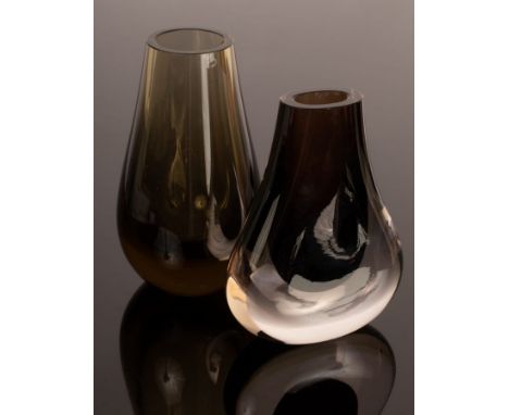 A Whitefriars cinnamon and clear glass hambone vase and another  CONDITION REPORT: Condition information is not usually provi