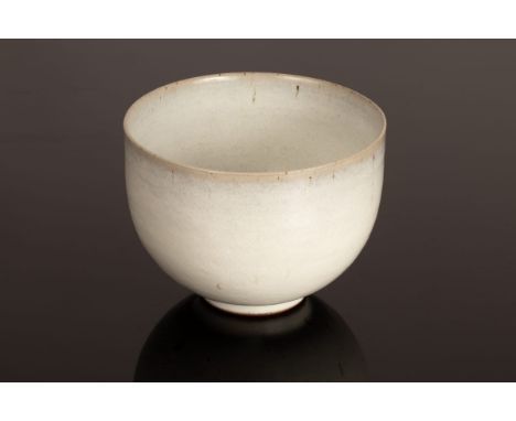 Rupert Spira (born 1960), small stoneware bowl, white glaze with iron speckle, impressed seal mark, 12.25cm diameter, 9.25cm 