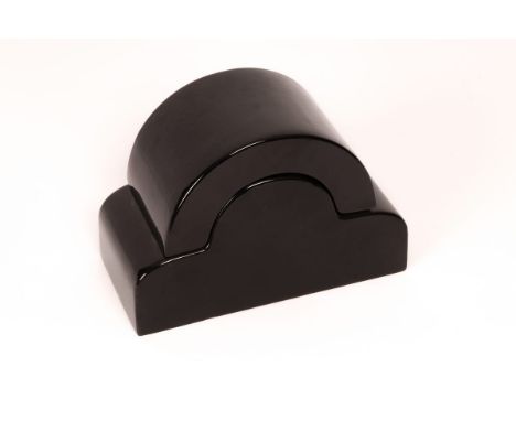 Ettore Sottsass (1917-2007), black ceramic lidded box, model Y-26, designed in 1969, signed to base, 19.5cm wide, 13.25cm hig