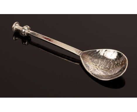 An Arts & Crafts silver spoon by David Hart for Guild of Handicraft, London 1994, with thistle terminal, 14cm long approximat