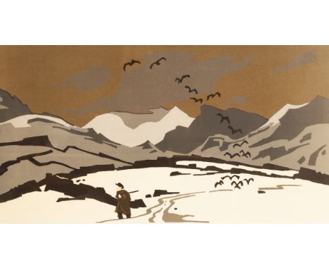 Sir John Kyffin Williams OBE RA (1918-2006)/Pontlyfni in Snow/signed and numbered in pencil 110/150/lithographic print, 39cm 