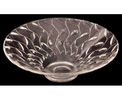 Clyne Farquharson (1906-1978) for John Walsh, a large glass leaf pattern bowl, limited edition 23/250, etched marks to base a