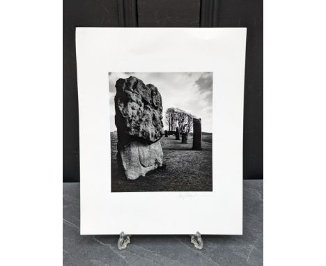 FAY GODWIN (PHOTOGRAPHER 1931-2005):&nbsp;'Ridgeway Avebury, The Barberstone': gelatin silver print, 15 x 17cm, mounted on ca