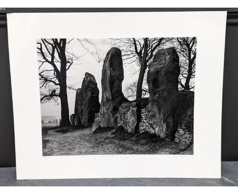 FAY GODWIN (PHOTOGRAPHER 1931-2005):&nbsp;'Wayland's Smithy, Winter Silhouette': gelatin silver print, 29 x 37.5cm, mounted o