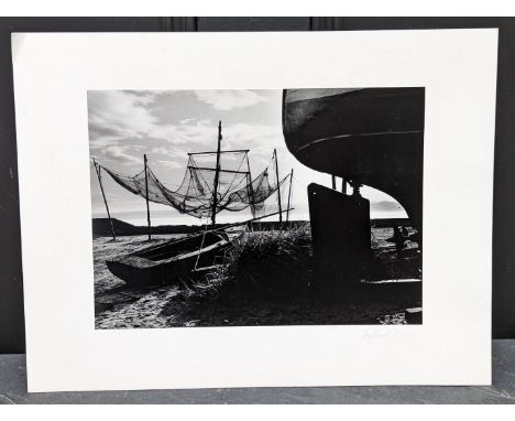 FAY GODWIN (PHOTOGRAPHER 1931-2005):&nbsp;'The Oil Rush, Cruden Bay': gelatin silver print, 20.5 x 28.5cm, mounted on card, s