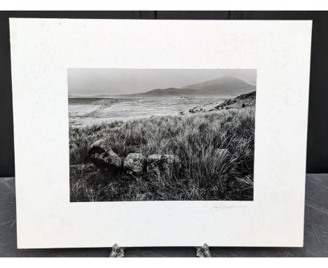 FAY GODWIN (PHOTOGRAPHER 1931-2005):&nbsp;'Standing Stones, Prenteg Road': gelatin silver print, 16.5 x 22.5cm, mounted on ca