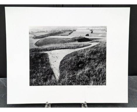 FAY GODWIN (PHOTOGRAPHER 1931-2005):&nbsp;'White Horse Detail with Dragon Hill': gelatin silver print, 17.5 x 22.5cm, mounted