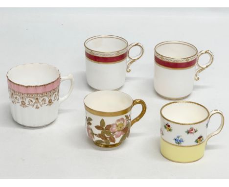 A collection of 19th Century coffee cans. Royal Worcester, 2 Copeland, Minton and Aynsley. 19th/Early 20th Century.