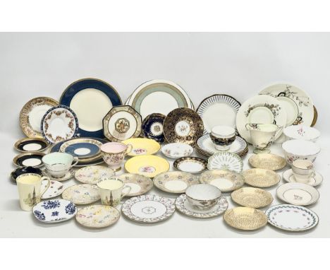 A good collection of 19th and 20th Century saucers, sandwich plates and tea cups. Royal Crown Derby sandwich plates. Royal Al