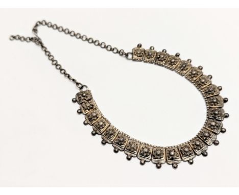 A vintage Indian silver necklace. 21g