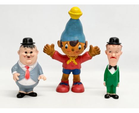 3 vintage toys. A 1975 Subrts Co LTD Bendy Noddy. Larry Harmon Pictures Corp Laurel &amp; Hardy dolls, made in Italy.