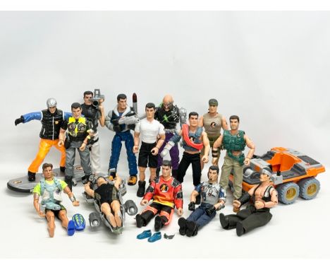 A collection of Action Man figures.