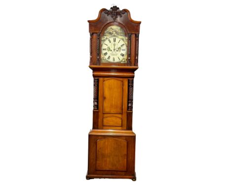 Roberts &amp; Owen, Carnarvon. A large William IV mahogany grandfather clock/long cased clock. With weights and pendulum. 67x