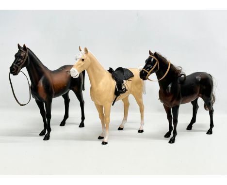 3 vintage dolls horses by Marx and Sindy.