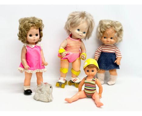 4 vintage dolls. A 1980’s Mattel skating doll etc