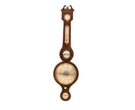D. Fagioli. An Early 19th Century inlaid mahogany barometer by D. Fagioli. Circa 1810-1820. 98cm